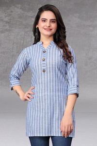 MANTRA DESIGNER Casual Striped Women Blue White
