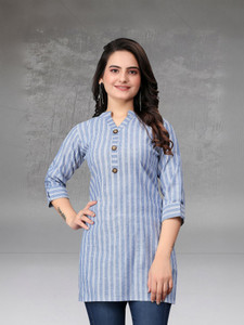 MANTRA DESIGNER Casual Striped Women Blue White