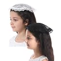 Mantveil Girl's First Communion Veil: White Lace Mantilla Head Coverings Latin Mass Church Veil for Catholic Baptism