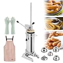 Manual Churro Maker,Stainless Steel Dessert Donuts Filler,with 5 Molds &amp; 1pcs Apron &amp; 4 Pairs of Gloves,Large Capacity &amp; Compact Size,for Business/Family Use,Save Ti,3L
