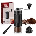 Manual Coffee Grinder Hand Crank Adjustable Grind Settings Portable Clear Catch Cup Compact Durable for Home Travel Espresso French Press Brewing