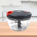 Manual Pull Chopper 450ml | Dori String Vegetable Chopper for Kitchen | Onion, Garlic, Fruits, Vegetables, Nuts & Herbs Cutter | Compact Manual Food Chopper