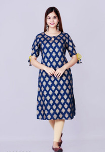 manvik fashion printed viscose rayon straight kurta for women dark blue