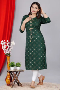manvik fashion printed viscose rayon straight kurta for women green
