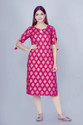 MANVIK FASHION Printed Viscose Rayon A-line Kurta for Women (Pink)