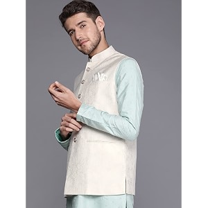 Manyavar Art Silk Mens Sleevless Nehru Jacket