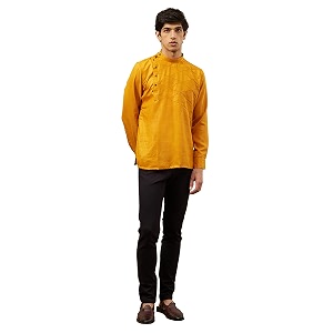 Manyavar Blended Viscose Solid Regular Short Kurta