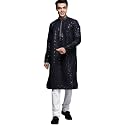Manyavar Men39s Chikankari Sequin Work Kurta Set