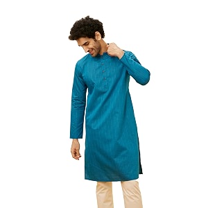 manyavar men39s cotton blend regular kurta 1pc