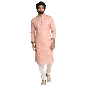 Manyavar Mens Hand Embroidered Kurta Set 2pcs