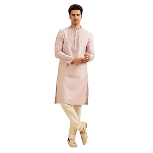 Manyavar Mens Art Silk Blend Jacquard Kurta
