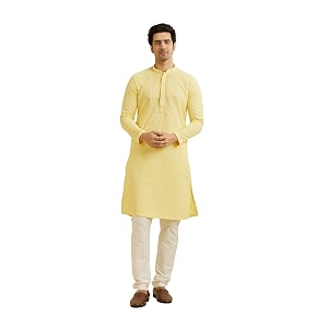 Manyavar Mens Chikankari Kurta Set 2pcs