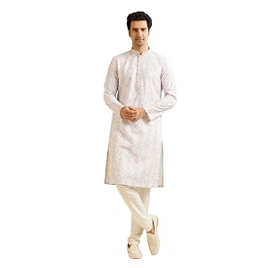 Manyavar Mens Cotton Blend Floral Print
