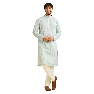 Manyavar Mens Cotton Blend Floral Print