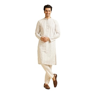 Manyavar Mens Cotton Blend Floral Print