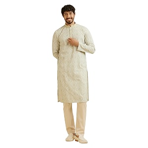 Manyavar Mens Cotton Blend Floral Print
