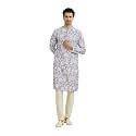 Manyavar Men39s Cotton Blend Floral Print Full