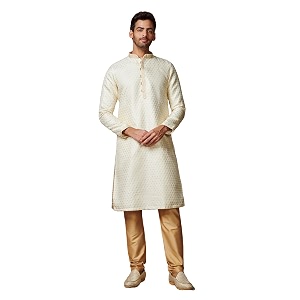 Manyavar Mens Jacquard Self Patterned Kurta Pyjama