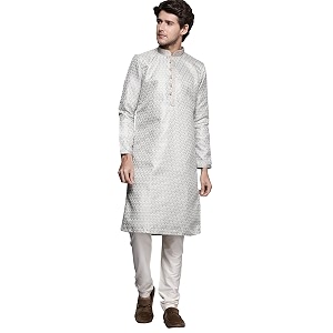Manyavar Mens Jacquard Self Patterned Kurta Pyjama
