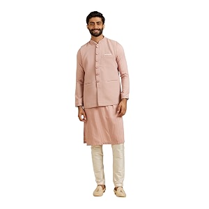 Manyavar Mens Rayon Blend Textured Ethnic Jacket