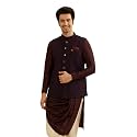 Manyavar Men39s Rayon Blend Textured Ethnic Jacket