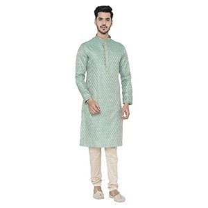 manyavar men39s silk ethnic motifs jacquard weave kurta pajama set