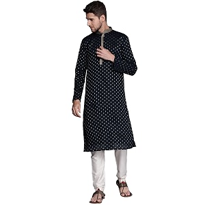 Manyavar Mens Solid Full Sleeves Kurta Set