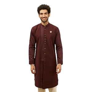 Manyavar Mens Spandex Textured Kurta 1pc