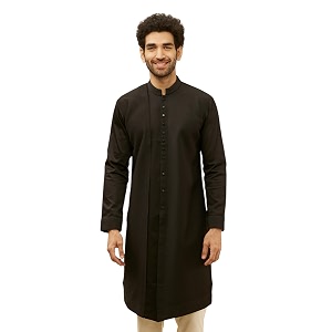Manyavar Mens Spandex Textured Kurta 1pc