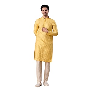 Manyavar Mens Viscose Blend Digital Leaf Print