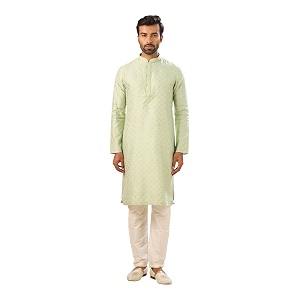 Manyavar Mens Viscose Blend Digital Leaf Print
