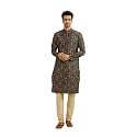 Manyavar Men39s Viscose Blend Floral Print Kurta