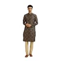 Manyavar Men39s Viscose Blend Floral Print Kurta