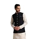 Manyavar Men39s Rayon Blend Textured Ethnic Jacket