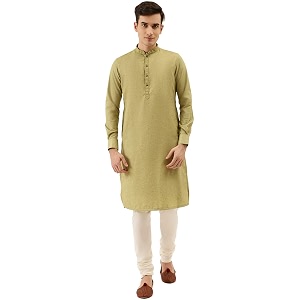 Manyavar Mens Solid Plain Knee Long Full