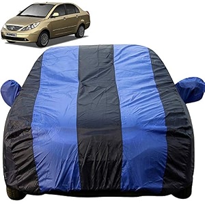 manza dustproof car cover with mirror pockets royal blue stripes taffeta polystertriple stitched compatible with tata manza car cover 2011 to 2015 manza car accessories