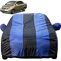 Manza Dustproof Car Cover with Mirror Pockets, Royal Blue Stripes, Taffeta Polyster,Triple Stitched, Compatible with Tata Manza Car Cover (2011 to 2015), Manza Car Accessories