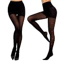 MANZI 2 Pairs Compression Pantyhose for Women Shaping Black Tights 10-15mmHg Support 50D Opaque Stockings