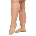 MANZI 6 Pairs Plus Size Sheer Knee High Stockings for Women 15D Nylons Trouser Socks with Wide Calf