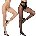 MANZI Sheer Pantyhose for Women 30 Denier Sheer to Waist Tights High Waist Suspender Stockings
