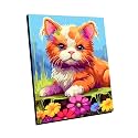Maomaomi Wooden Framed Paint by Numbers DIY Acrylic Painting Kit for Kids & Adults Beginner – 16" Wx12 L Mimi Cat Pattern