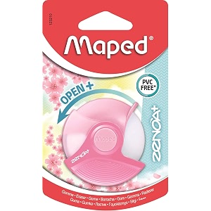 maped - zenoa plus eraser - round white eraser with protective case that rotates over 180 - phthalate free - pvc free - pastel pink