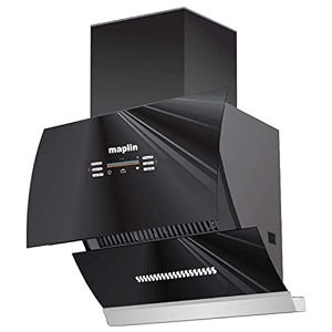 maplin voice control glass opening kitchen chimney model vc60 in 60 cm matte black