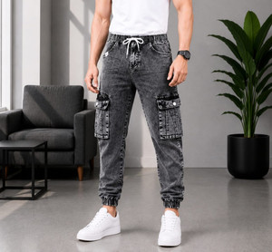 MAPRAHI1 Men Jogger Fit Mid Rise Grey