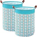 MAQIAO Large Laundry Hamper Basket, 63L Capacity, Waterproof, Collapsible, Portable, Blue