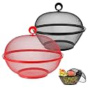 MAQUITA 2 Pcs Summer Mesh Fruit Basket with Lid Fruit Cover Protective Fruit Holder Countertop Wire Fruit Bowl Metal Vegetable Strainer Kitchen Accessories for Kitchen Food Vegetable