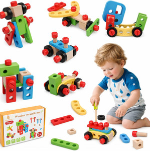 mara bommai wooden tool set for kids 39 pcs  montessori mechanic pretend play toy