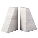 Marble Book Ends for Heavy Books, Decorative Bookends for Shelves, Durable and Heavy-Duty Bookends for Hardback Book &amp; CDS, Off-White Unique Books Stopper &amp; Holder, Set of 2