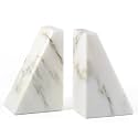 Marble Book Ends White, Heavy Duty Book Ends for Shelves, Decorative Natural Book Stopper，Unique Decorative Bookend for Home Shelves Calacatta Natural Marble Bookend, Set of 2