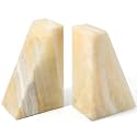 Marble Bookend for Heavy Books, Decorative Bookends for Shelves, Durable and Heavy-Duty Book End for Hardback Book &amp; CDS, Unique Stopper &amp; Holder, Green Onyx, Set of 2